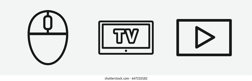 Set of 3 outline shiny icons