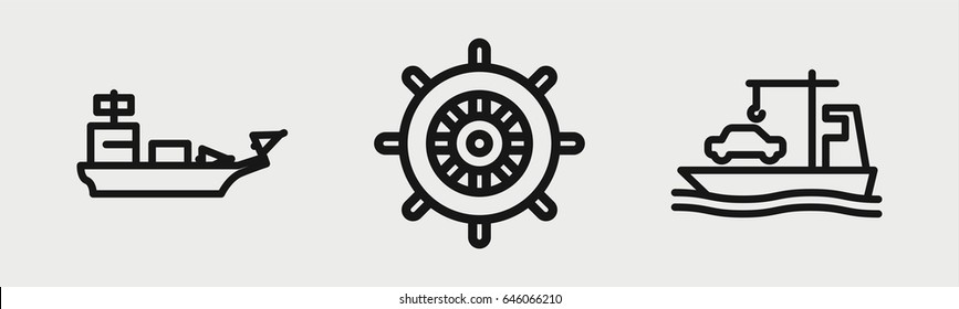 Set of 3 outline shipicons