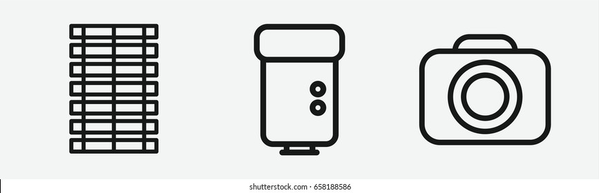 Set of 3 outline shuttericons