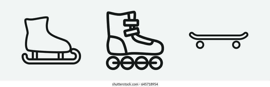 Set of 3 outline skates icons