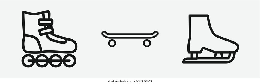 Set of 3 outline skatesicons