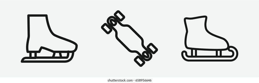 Set of 3 outline skatingicons