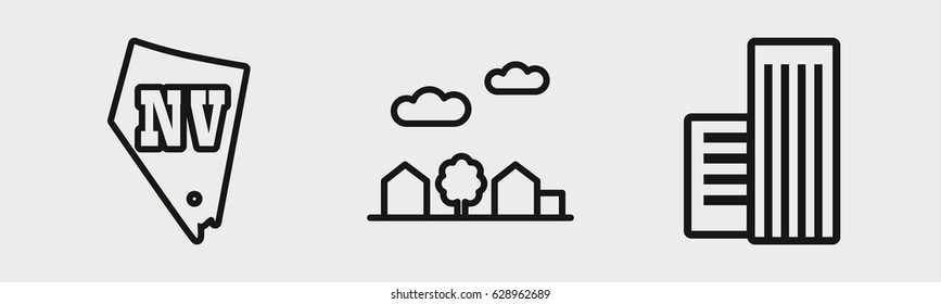 Set of 3 outline skylineicons