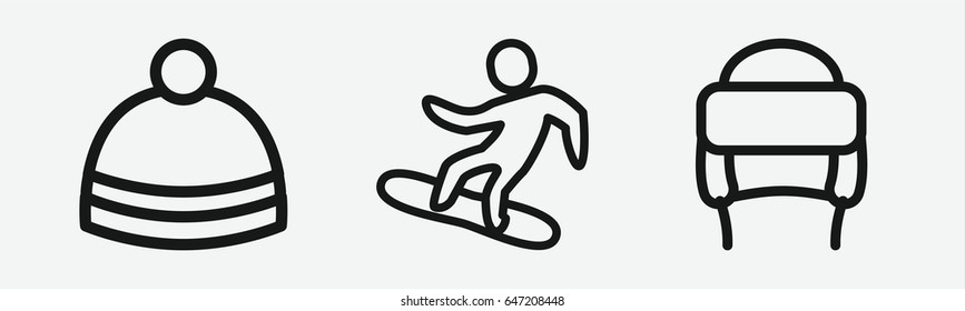 Set of 3 outline snowboardingicons