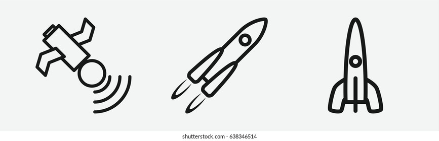 Set of 3 outline space icons