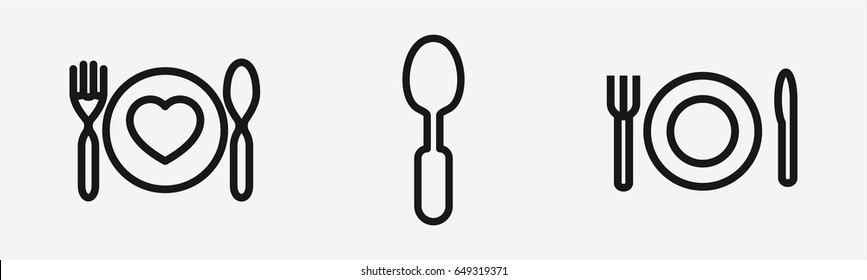 Set of 3 outline spoonicons