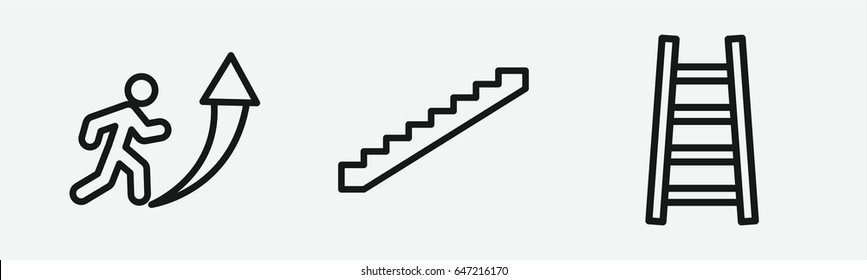 Set of 3 outline staircaseicons