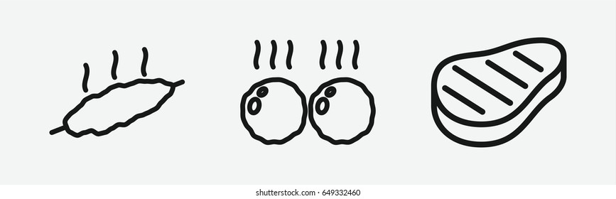 Set of 3 outline steakicons