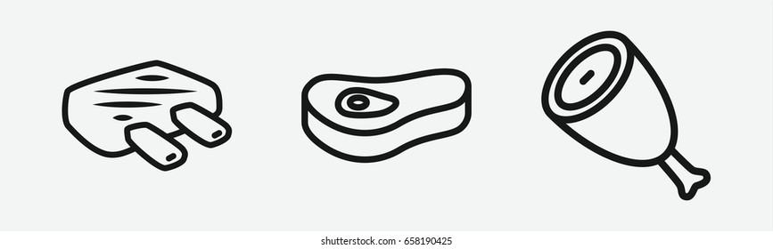 Set of 3 outline steakicons