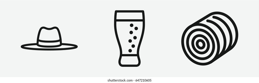 Set of 3 outline straw icons