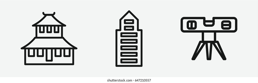 Set of 3 outline structure icons
