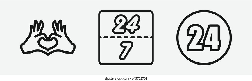 Set of 3 outline support icons