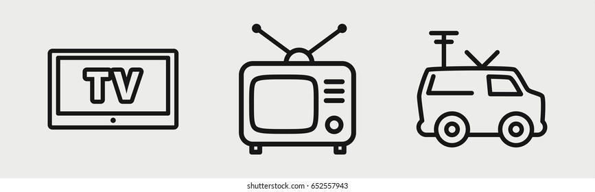 Set of 3 outline television icons