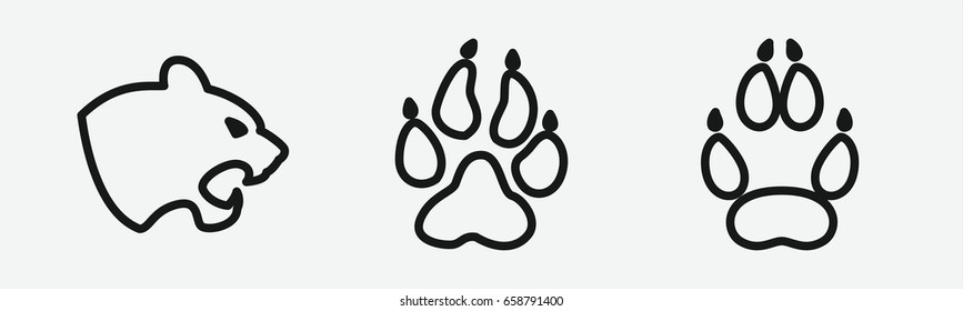 Set of 3 outline tiger icons