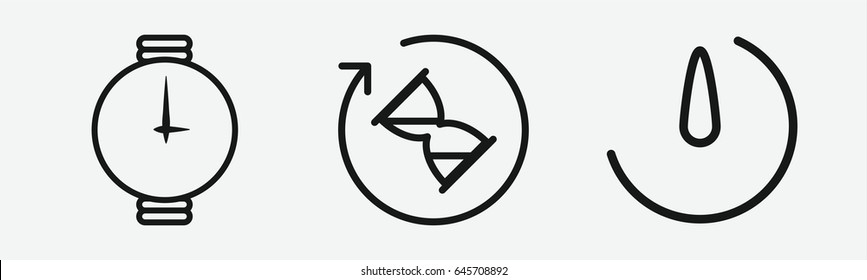 Set of 3 outline timeicons