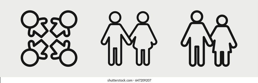 Set of 3 outline togethericons