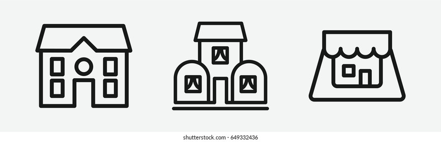 Set of 3 outline townicons