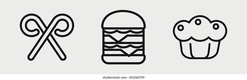Set of 3 outline traditionalicons