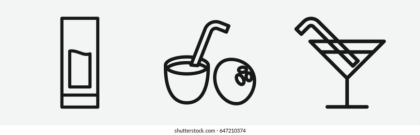 Set of 3 outline tropical icons
