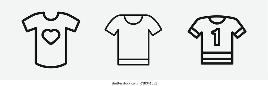 Set of 3 outline tshirt icons