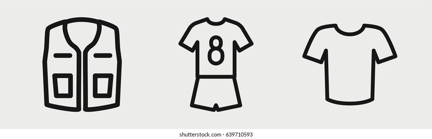 Set of 3 outline t-shirt icons