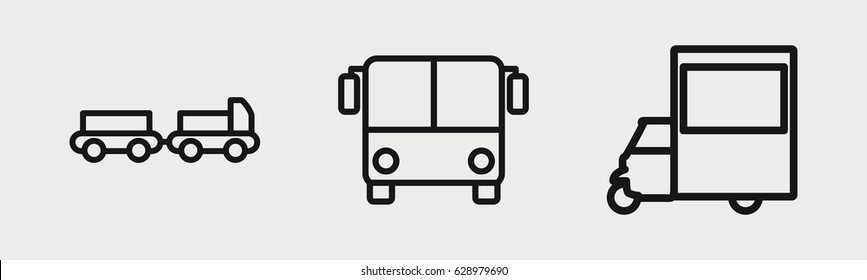 Set of 3 outline vehicleicons