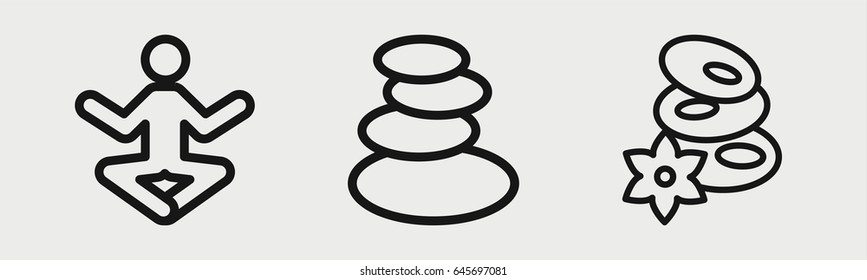 Set of 3 outline wellness icons