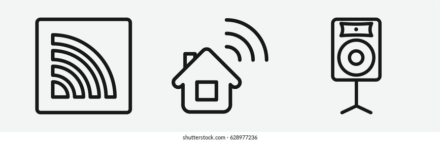 Set of 3 outline wireless icons