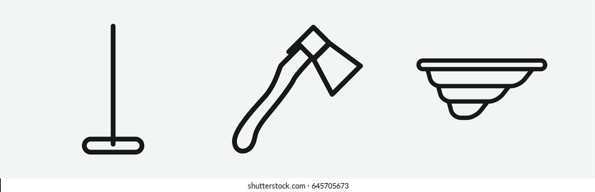 Set of 3 outline woodenicons