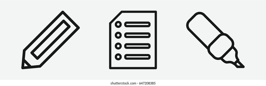 Set of 3 outline writingicons