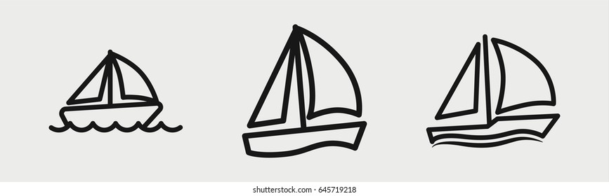 Set of 3 outline yachtingicons