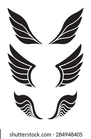 Set of 3 pair of decorative vector wings for your design.