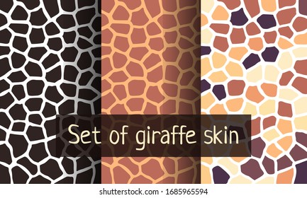 Set of 3 pattern giraffe skin. Safari Collection. Animalistic pattern. Animal skin. 