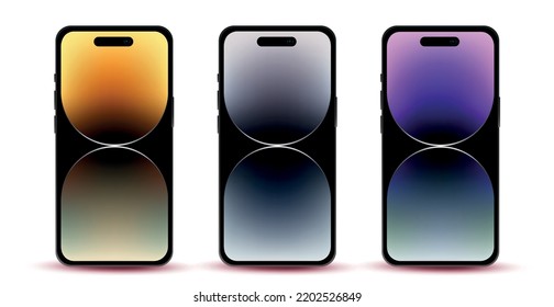 Set 3 pcs modern smartphone  official backgrounds for advertising and design on a white background - Vector illustration