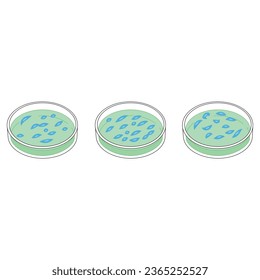 Set of 3 petri dish colorful icons, simple vector illustration design. Medical carttoon symbol to use in websites, lectures, presentations, etc