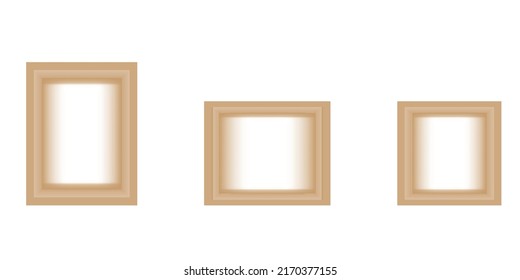 set of 3 picture frame isolated on white background