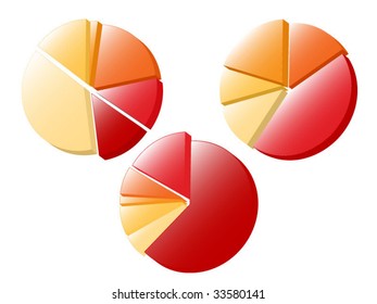 Set of 3 pie charts