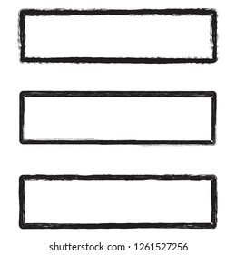 Set of 3 pieces rectangle frame grunge edges.Grunge borders.Vector brush strokes distress textures retro frames.