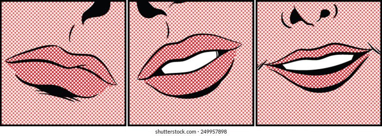 Set mit 3 Pop Art Lips