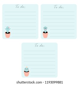 Set of 3 printable to do lists with cute kawaii cacti. Perfect for  bullet journals, planners, etc.