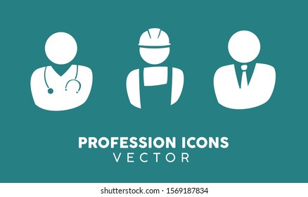 Set of 3 proffesion flag icons. Doctor, worker and manager.