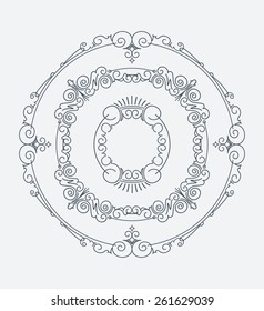 Set of 3 rich decorated calligraphic round frames.