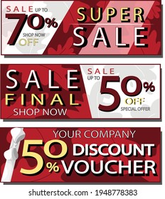 Set von 3 Sale Banner Vectordesign.