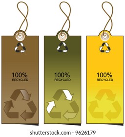 Set of 3 sale tags with recycling  vector illustration