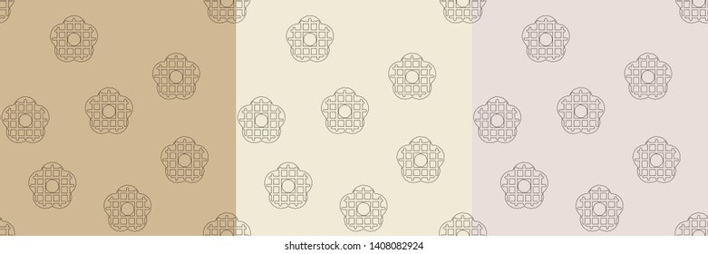 Set of the 3 seamless backgrounds. Drawing cookies on the kraft paper