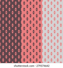 Set of 3 seamless backgrounds with rhombus