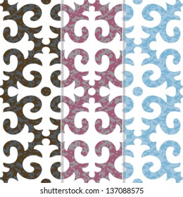 Set of 3 Seamless Damask Background Pattern