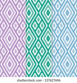 Set of 3 Seamless Diamond Ikat Background Patterns