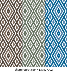 Set of 3 Seamless Diamond Ikat Background Patterns