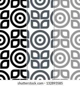 Set of 3 Seamless Flower and Leaves Background Patterns